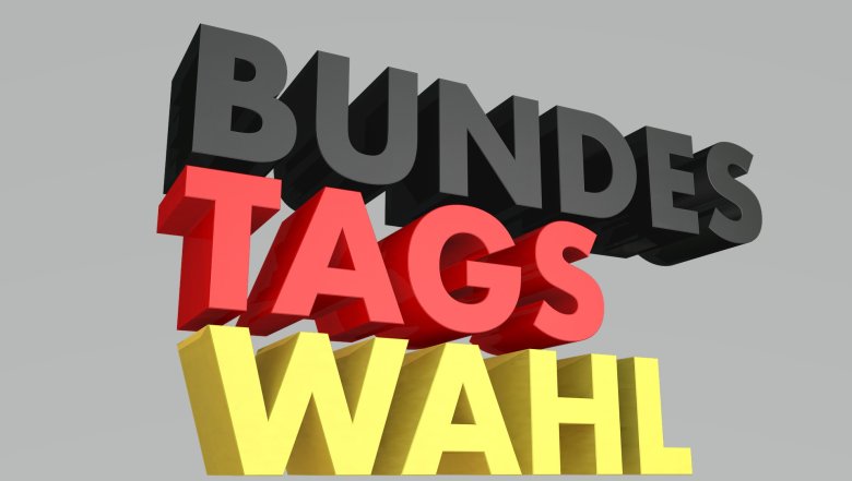 Die Buchstaben in dem Wort Bundestagswahl in scharz-rot-gold