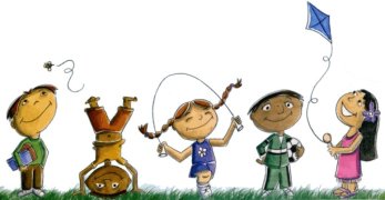 Spielende Kinder als Comic